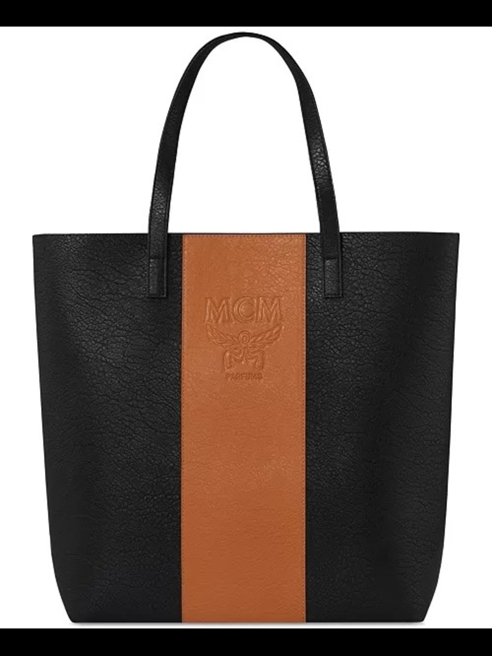 MCM Black & Cognac Vertical-Stripe Leather Tote GWP Collector